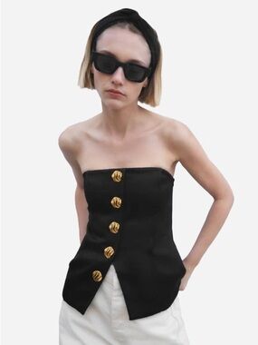 Zara Black Strapless Corset Top - 2802/451